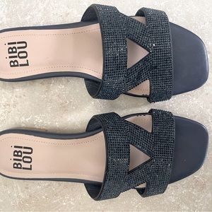 BiBi lou black sandals, sparkly beaded. Size EU 37